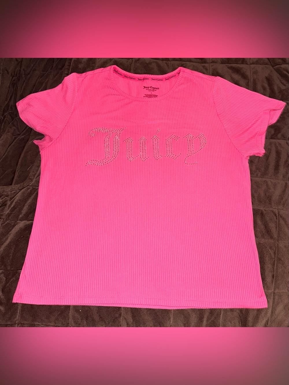 Juicy Couture Hot Pink Ribbed Tee/PJS with Jeweled Logo